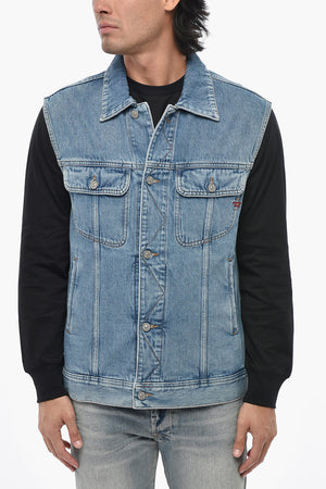Giubbotto In Denim D-BARCY-SM Senza Maniche Con Tasche Utility
