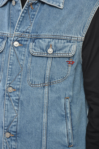 Sleeveless Denim Jacket D-BARCY-SM with Utility Pockets