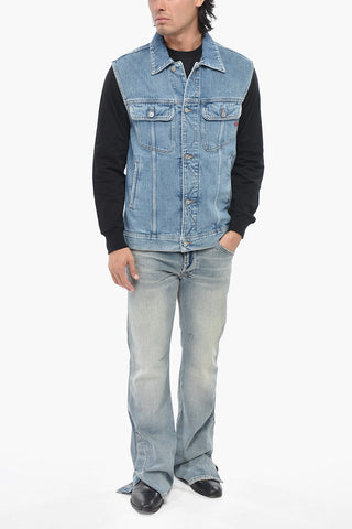 Sleeveless Denim Jacket D-BARCY-SM with Utility Pockets