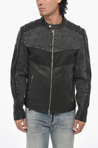 Leather Jacket L-LEOPOL With Fabric Inserts