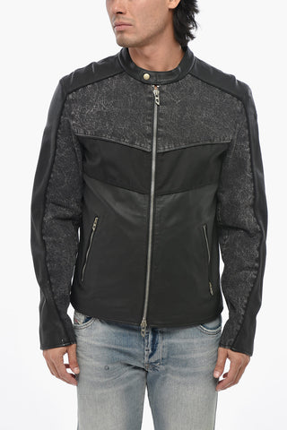 Leather Jacket L-LEOPOL With Fabric Inserts