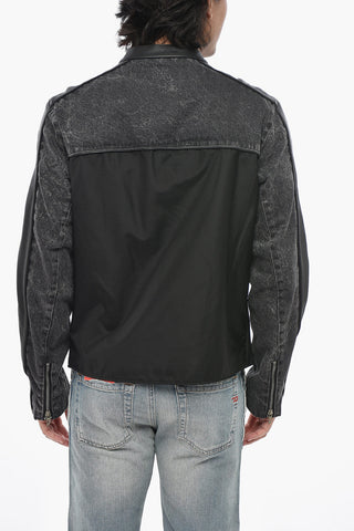 Leather Jacket L-LEOPOL With Fabric Inserts