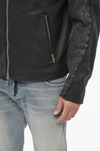 Leather Jacket L-LEOPOL With Fabric Inserts