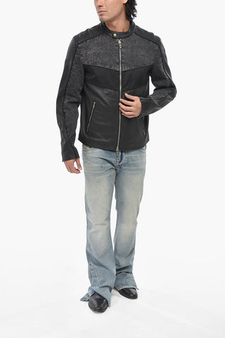 Leather Jacket L-LEOPOL With Fabric Inserts