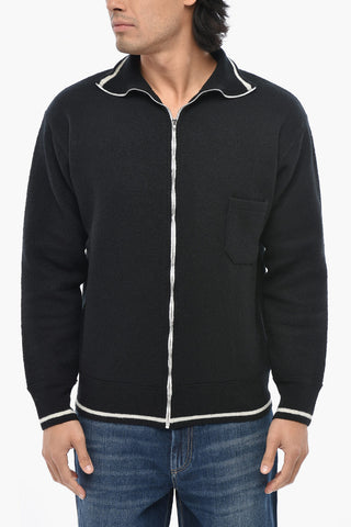 MM1 MM10 Wool High-Neck Sweater with Pocket and Zip Closure