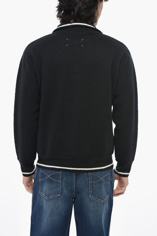 MM1 MM10 Wool High-Neck Sweater with Pocket and Zip Closure