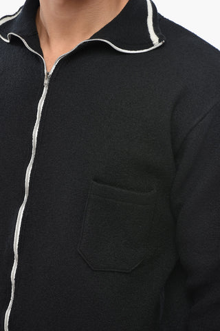 MM1 MM10 Wool High-Neck Sweater with Pocket and Zip Closure