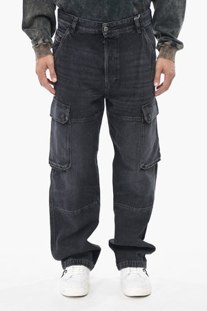 Jeans Cargo D-UTY a Gamba Dritta con Bottone Logato L32 22cm