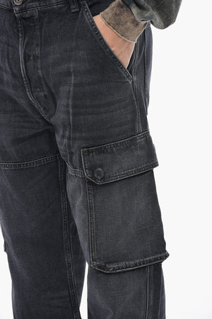 Jeans Cargo D-UTY a Gamba Dritta con Bottone Logato L32 22cm