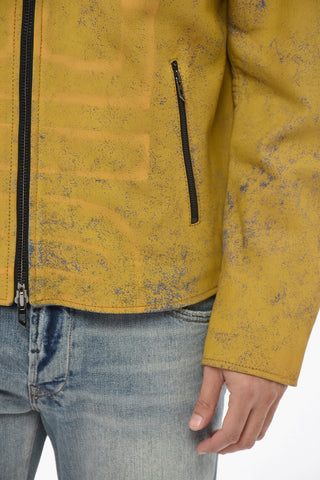 Vintage-Effect Leather Jacket L-EVERT-A GIACCA with Faded Front Maxi Logo