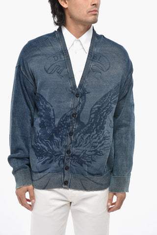 LIBRARY Patterned Cardigan K-FENICAR with V-Neck