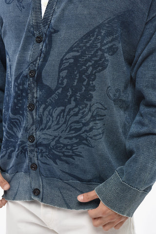 LIBRARY Patterned Cardigan K-FENICAR with V-Neck