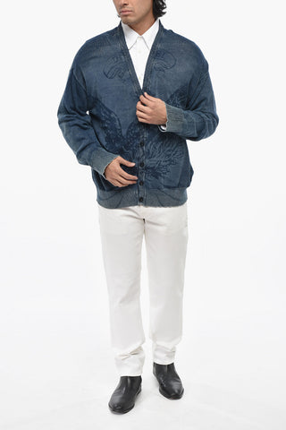 LIBRARY Patterned Cardigan K-FENICAR with V-Neck
