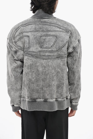 JOGG JEANS Denim Sweatshirt D-CARLY-S Washed Effect with Oval-D Embossed Logo