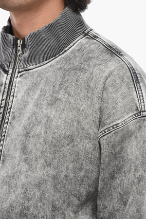 JOGG JEANS Denim Sweatshirt D-CARLY-S Washed Effect with Oval-D Embossed Logo