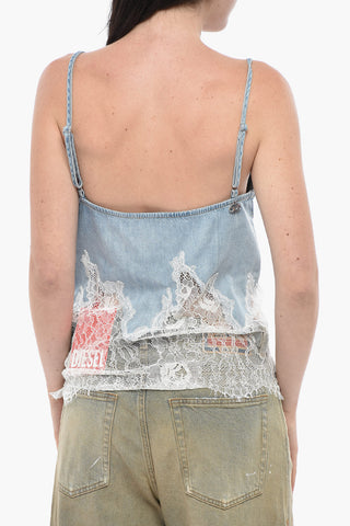 Denim-Top DE-MONY-S mit Spitzenabschluss