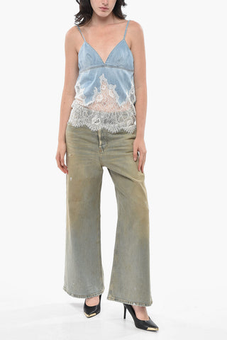 Denim-Top DE-MONY-S mit Spitzenabschluss