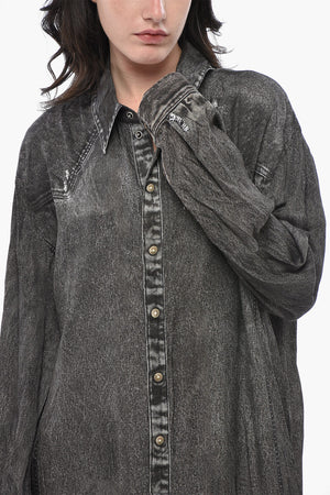 Langarmbluse D-ALTON-N1 mit Denim-Print