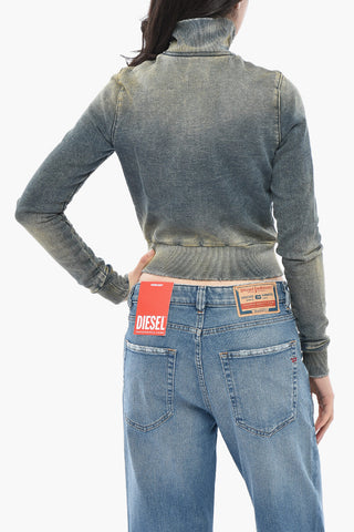 Felpa Con Zip D-EMY-NE Cropped Effetto Denim