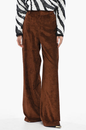 Wide-Leg-Hose Aus Geripptem Velours