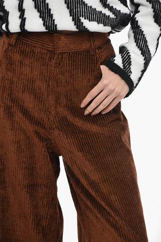 Wide-Leg-Hose Aus Geripptem Velours