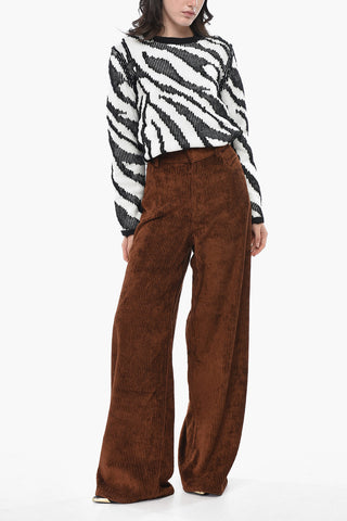 Wide-Leg-Hose Aus Geripptem Velours
