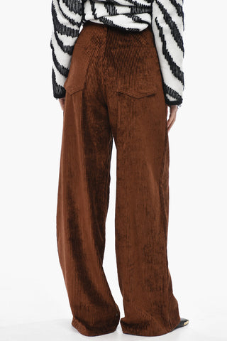 Wide-Leg-Hose Aus Geripptem Velours