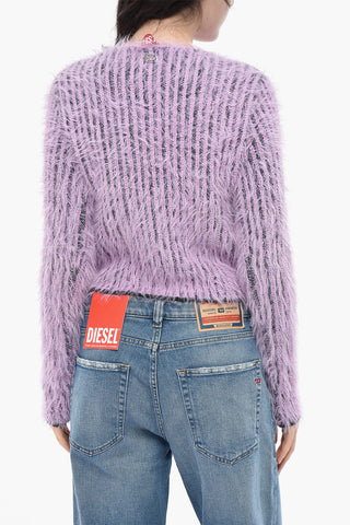 Flauschiger Cropped-Rundhalspullover M-TIGRE