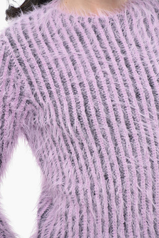 Flauschiger Cropped-Rundhalspullover M-TIGRE
