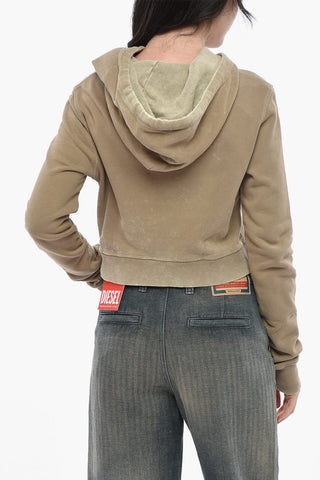 Cropped Hoodie Aus Aufgerauter Baumwolle F-SLIMMY-HOOD-P5 mit Vintage-Effekt