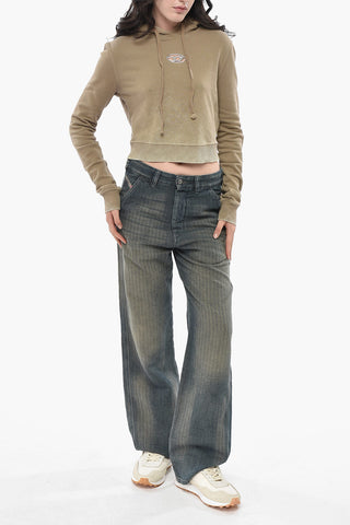 Cropped Hoodie Aus Aufgerauter Baumwolle F-SLIMMY-HOOD-P5 mit Vintage-Effekt