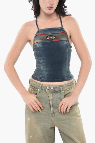 Denim-Cropped-Top DE-PILU-S Mit Gekreuzten Trägern