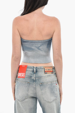 Bandeau-Top aus Rippstrick M-CLARKSVILLEX-B mit Metallic-Effekt und Oval-D-Logo aus Metall
