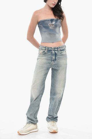 Bandeau-Top aus Rippstrick M-CLARKSVILLEX-B mit Metallic-Effekt und Oval-D-Logo aus Metall