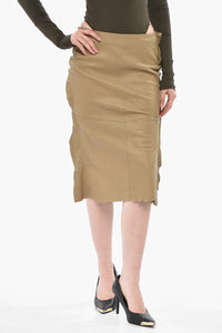 Leather Midi Skirt L-ISBON With Side Slit