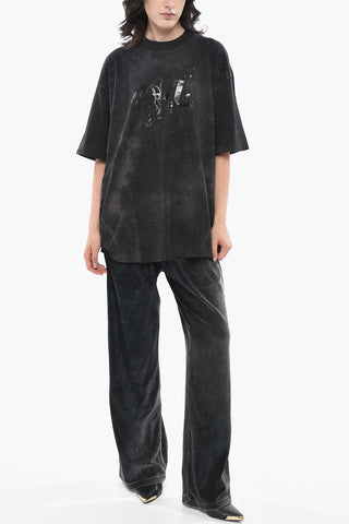 Baumwoll-Rundhals-T-Shirt T-SUPER mit Strass-Allover