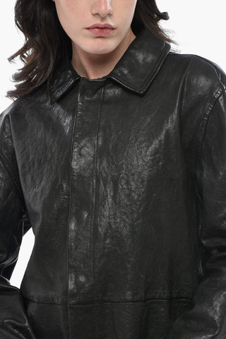 Overshirt L-MELL in Pelle con Fondo Effetto Vintage