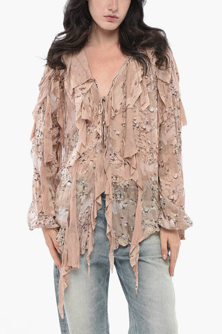Blusa C-LASSY-R1 Relaxed Fit dal Design Asimmetrico con Arricciature