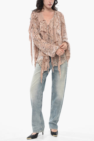 Blusa C-LASSY-R1 Relaxed Fit dal Design Asimmetrico con Arricciature