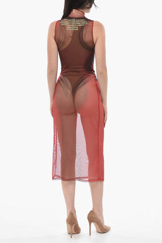 Transparentes Ärmelloses Kleid D-AGNEC mit integriertem Body