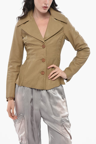 Lightweight Leather Jacket L-ATOYA with Tone-on-Tone Buttons