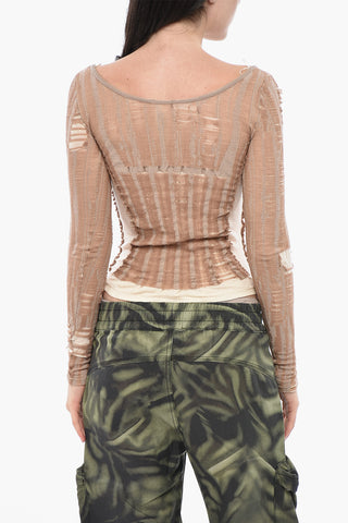 Langärmeliges Top M-CALAI mit Mesh-Details