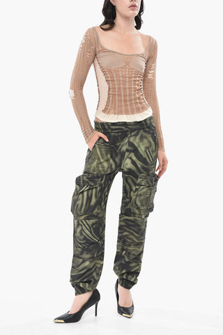 Langärmeliges Top M-CALAI mit Mesh-Details