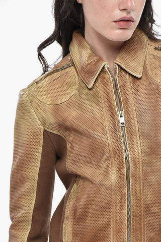 Perforierte Lederjacke L-TAFY Slim Fit