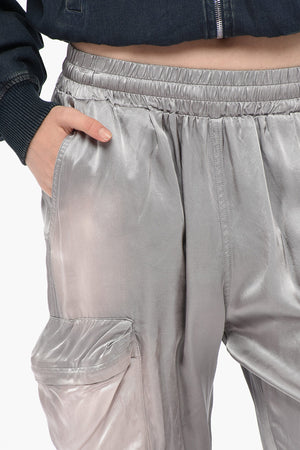 Cargo-Hose P-MIROW-N1 aus Satin mit elastischem Bund
