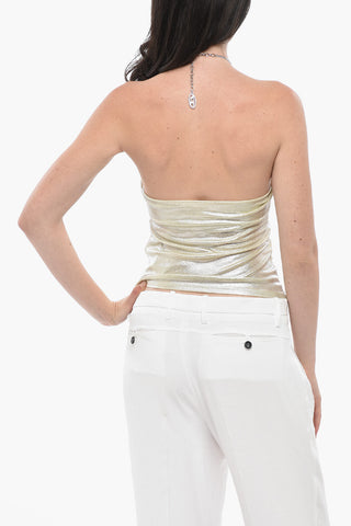 Top Halterneck T-IRENI in Tessuto Metallizzato