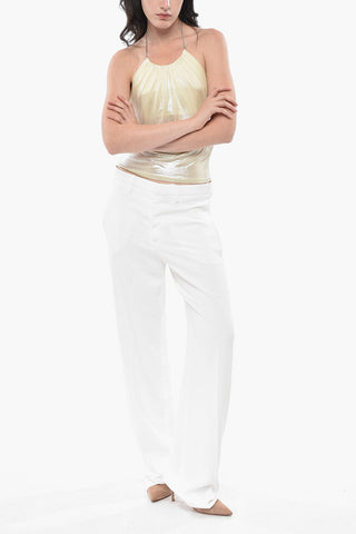 Top Halterneck T-IRENI in Tessuto Metallizzato