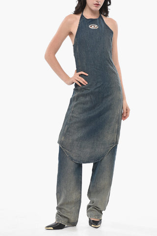 Denim-Jumpsuit DE-CYNTHIA mit Metall-Cut-out-Monogramm