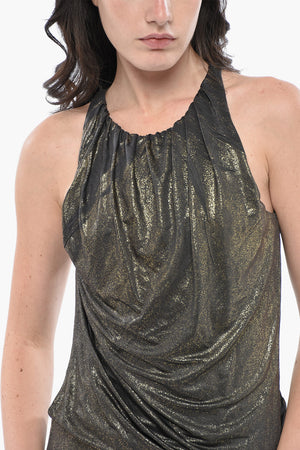 Fitted Glitter Mini Dress D-KARAM with Side Cut Out Details