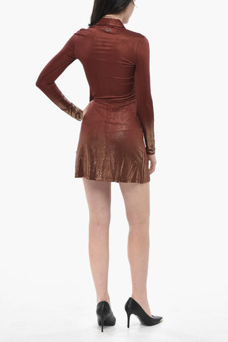 Mini Hemdblusenkleid D-POL figurbetont mit Glitzer und Druckknöpfen